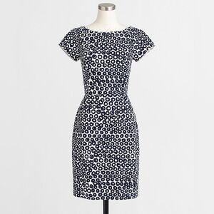 J. Crew Black and White Circle Print Midi Dress